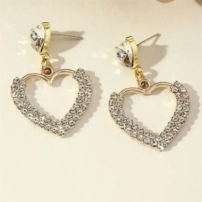 Heart Shaped Rhinestone Earrings