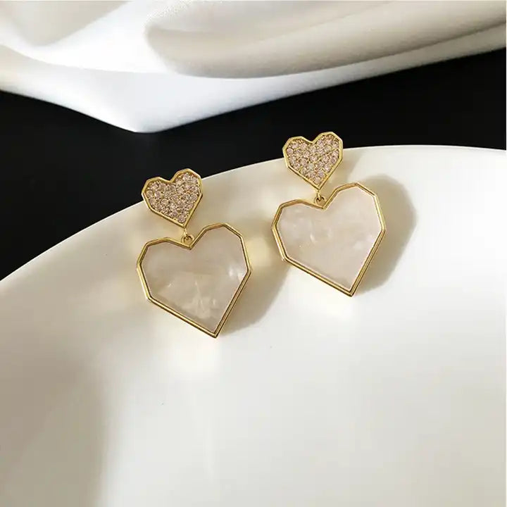 Marblish Heart Earrings