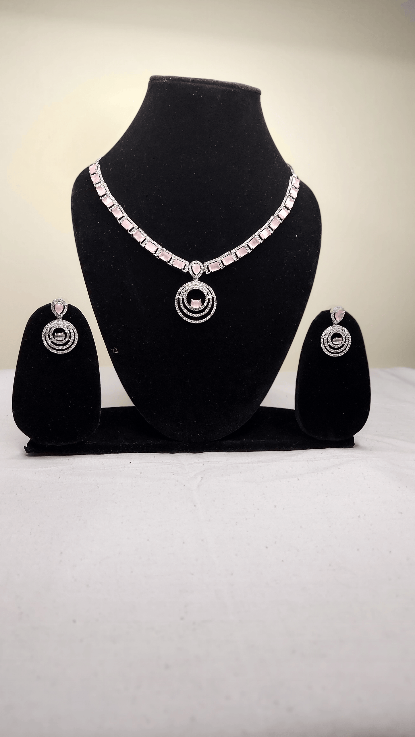 American Diamond Crystal Silver Plated Stone Necklace