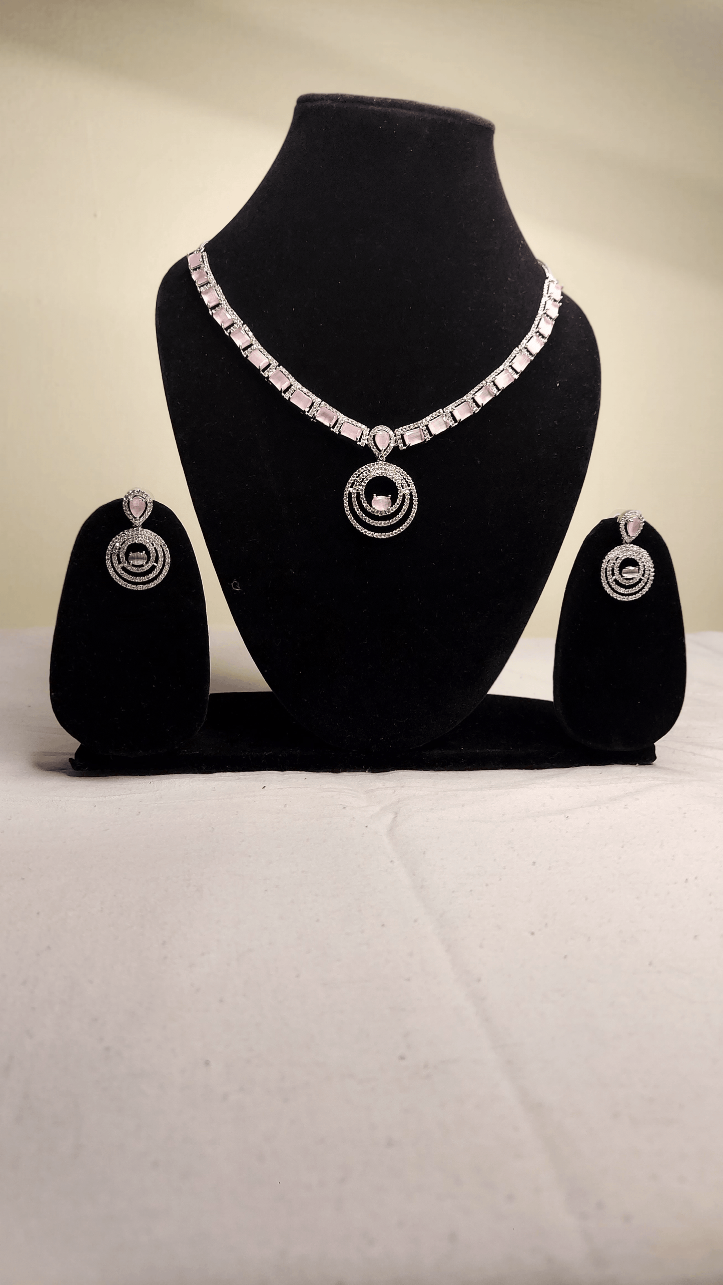 American Diamond Crystal Silver Plated Stone Necklace