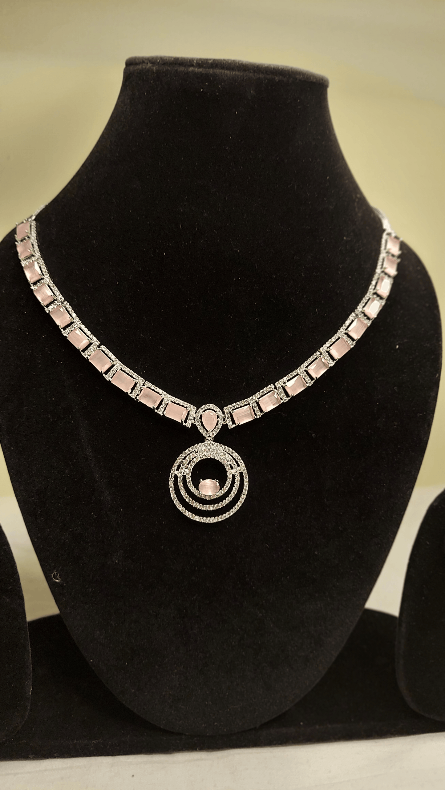 American Diamond Crystal Silver Plated Stone Necklace