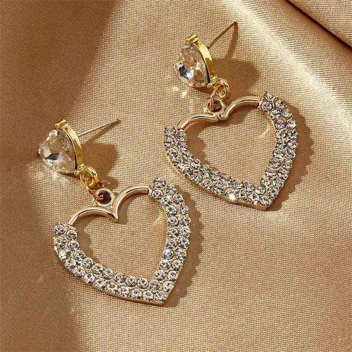 Heart Shaped Rhinestone Earrings