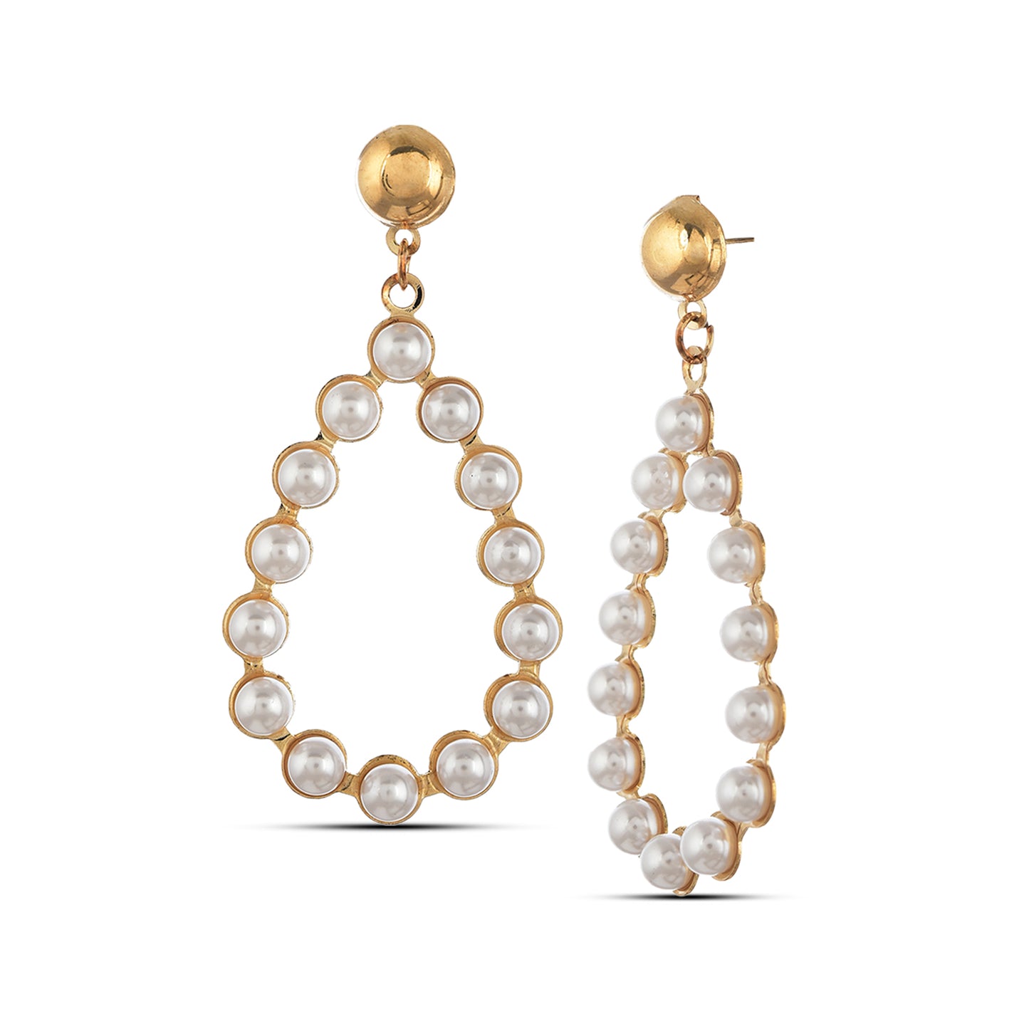 Geometric Pearl Earrings (Oval)