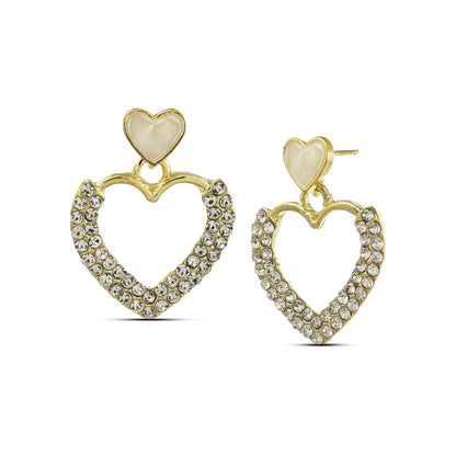 Heart Shaped Rhinestone Earrings