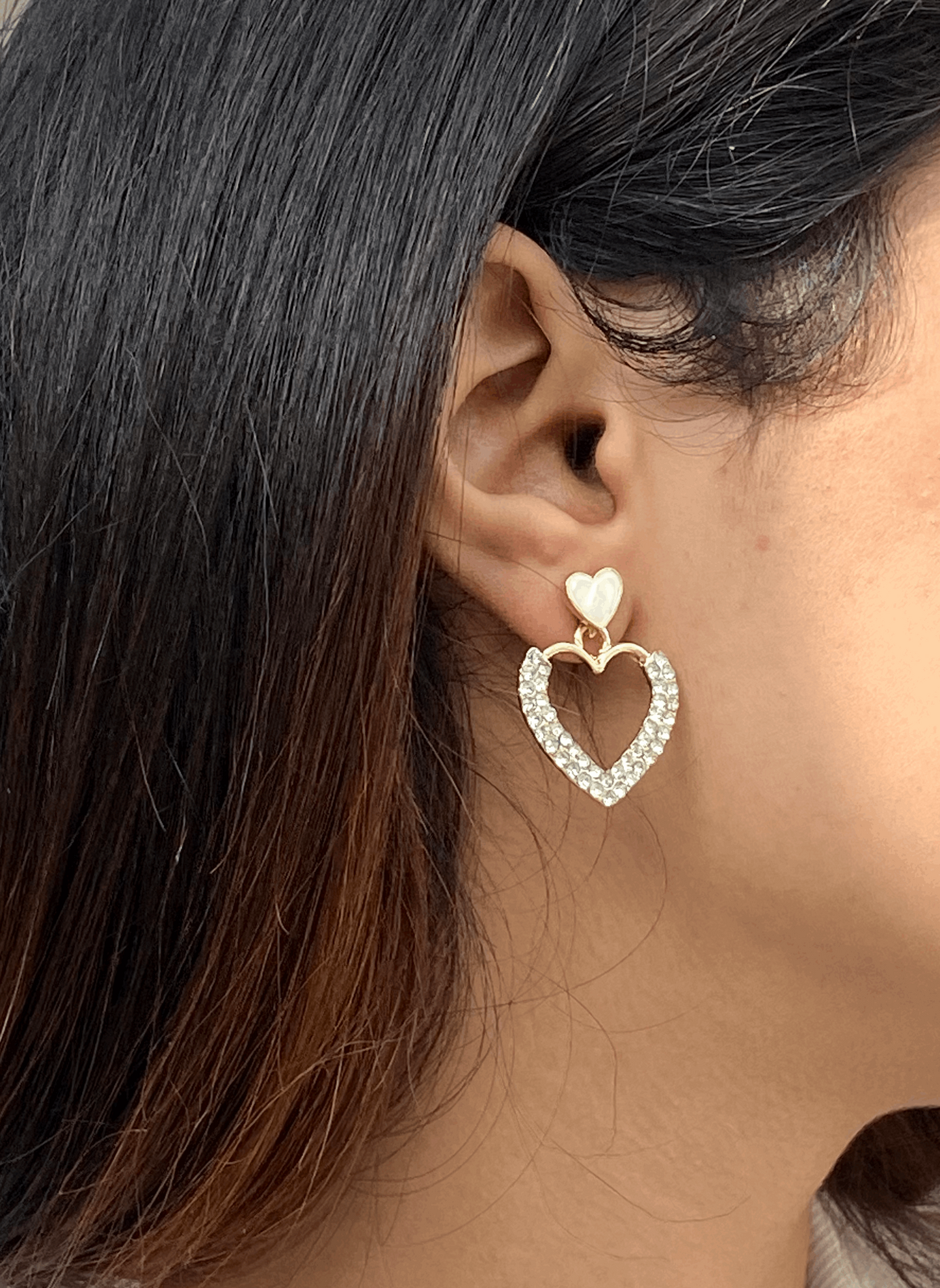 Heart Shaped Rhinestone Earrings