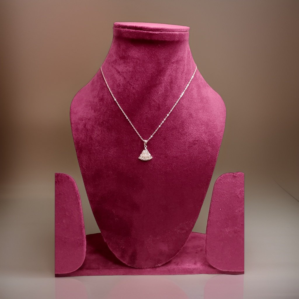 Make a statement with our Fan Pendant. This unique piece features a fan-shaped pendant that adds a touch of intrigue to any ensemble. The adjustable chain ensures a perfect fit, making it suitable for all necklines.