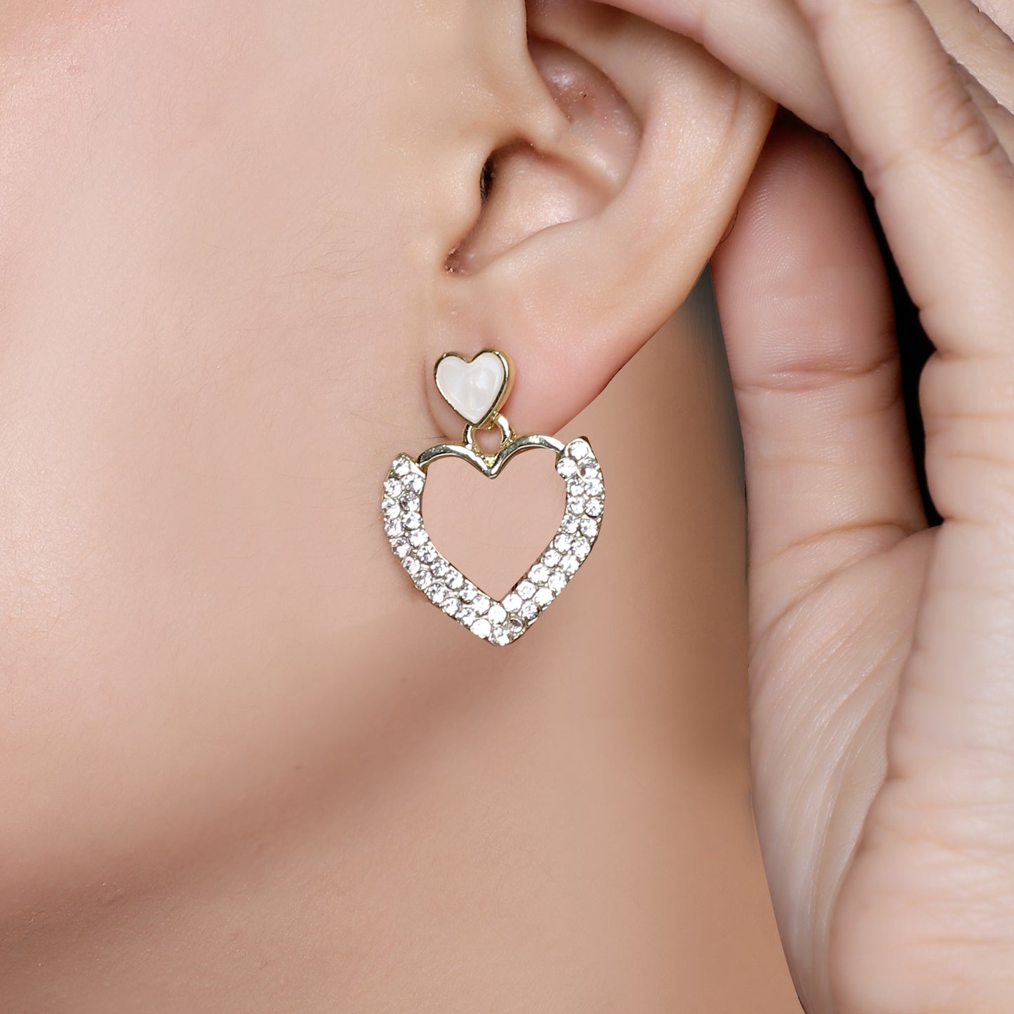 Heart Shaped Rhinestone Earrings