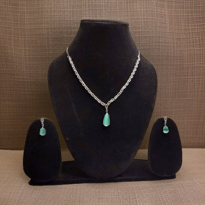 Make a style statement with our Mint Green Stylish Drop Necklace. Featuring a stylish drop design with mint green accents, this necklace adds a pop of color to any ensemble. The adjustable length ensures a comfortable fit, making it suitable for all occasions.